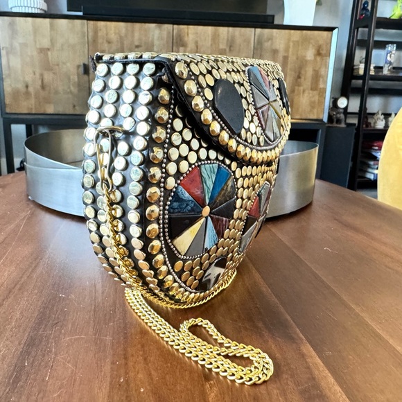 Artisan Nepal Metal Studded Mosaic Shoulder Bag - Picture 5 of 8